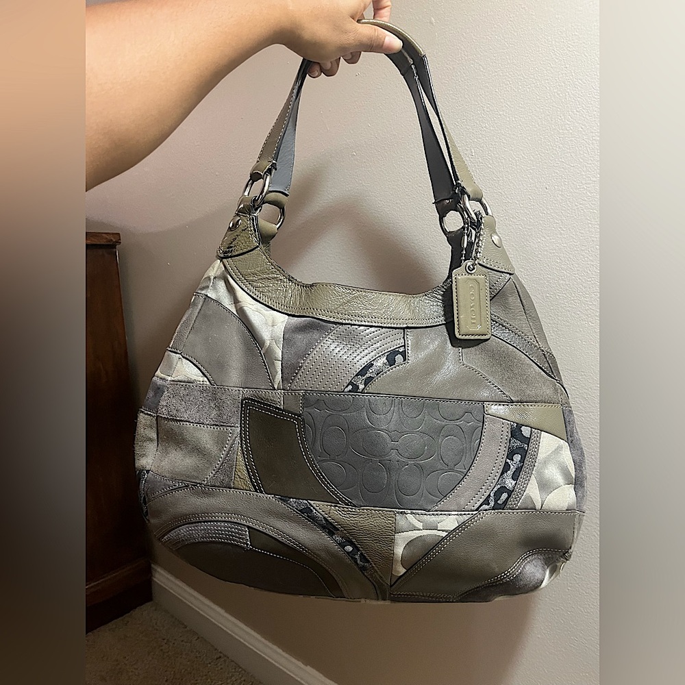 Coach Madison Maggie Gray Patchwork Shoulder Bag
F15462